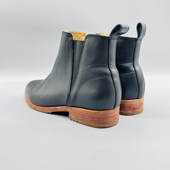 Nisolo Boots Women 7.5 Black Leather Chelsea Ankle Classic Dress Elastic Pull On - Picture 5 of 11